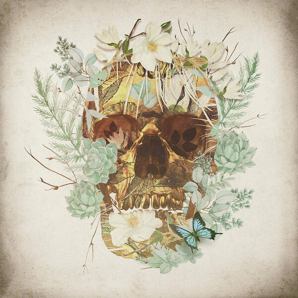 Relic Skull Butterfly Fantasy Surreal Dream Poster featuring the digital art Relic by Katherine Smit