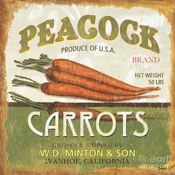 Food Poster featuring the painting Retro Veggie Label 2 by Debbie DeWitt