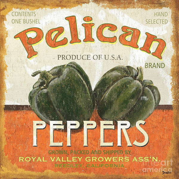 Food Poster featuring the painting Retro Veggie Labels 3 by Debbie DeWitt