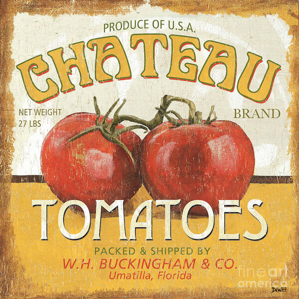 Food Poster featuring the painting Retro Veggie Labels 4 by Debbie DeWitt