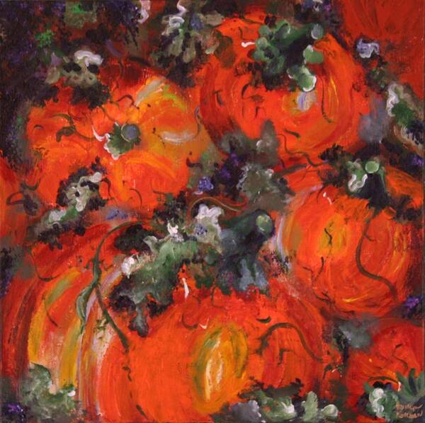 Pumpkins Poster featuring the painting Ripe For Picking by Marilyn Quigley