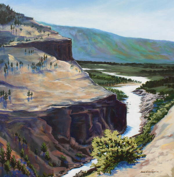 Canyon Painting Poster featuring the painting River Through the Canyon by Sarah Grangier