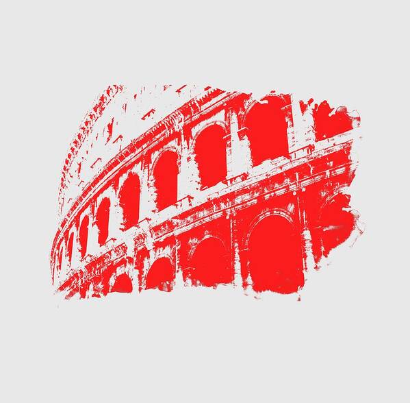 Roman Colosseum Poster featuring the painting Roman Colosseum View by AM FineArtPrints