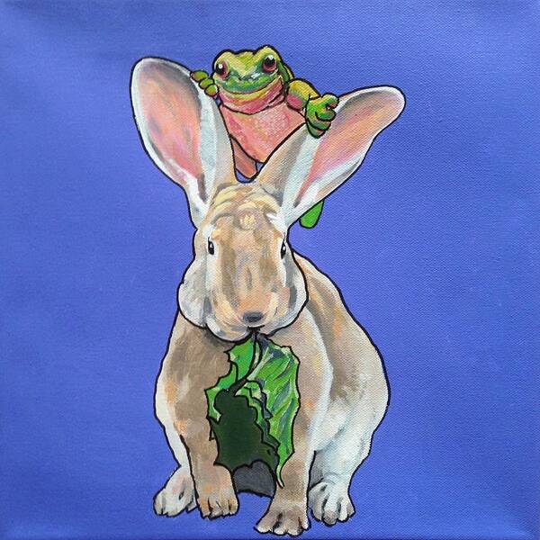 Rabbit And Frog Poster featuring the painting Ronnie the Rabbit by Sharon Cromwell