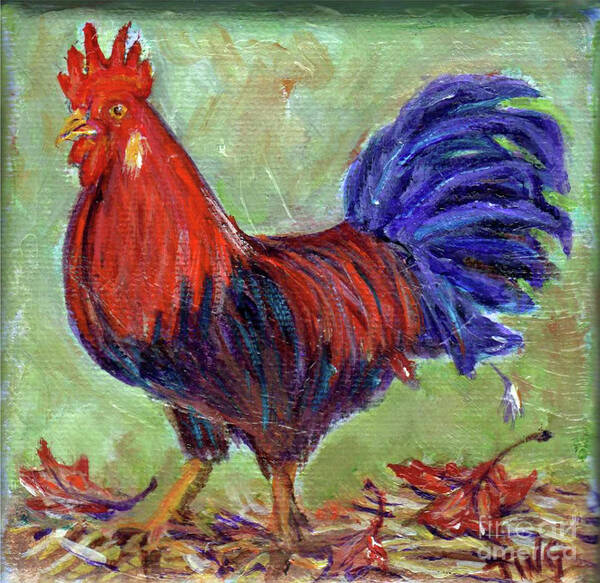 Rooster Poster featuring the painting Rooster by Doris Blessington