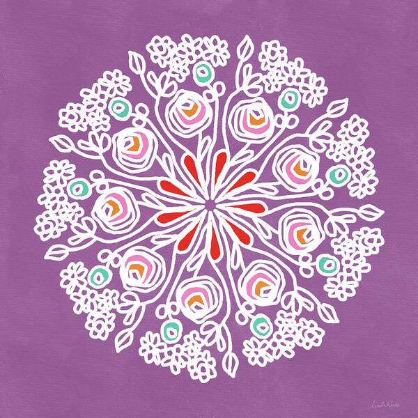 Rose Poster featuring the mixed media Rose Mandala 1- Art by Linda Woods by Linda Woods