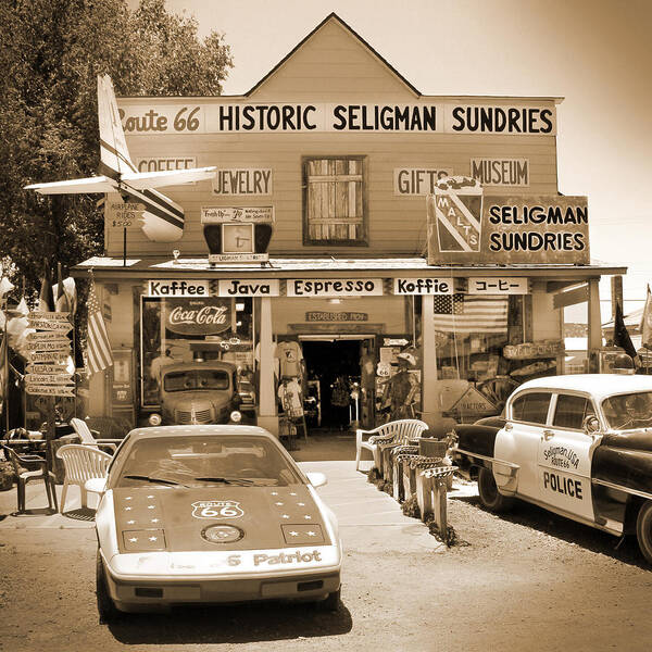 Plane Poster featuring the photograph Route 66 - Historic Sundries by Mike McGlothlen