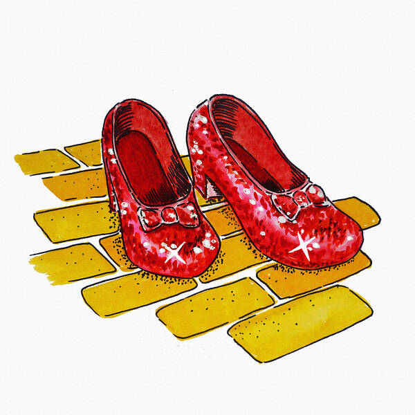 Wizard Of Oz Poster featuring the painting Ruby Slippers The Wizard Of Oz by Irina Sztukowski