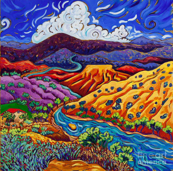 Rio Grande Poster featuring the painting Running River by Cathy Carey