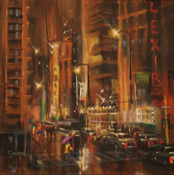 Night City Paintings Poster featuring the painting Rush Hour by Tom Shropshire