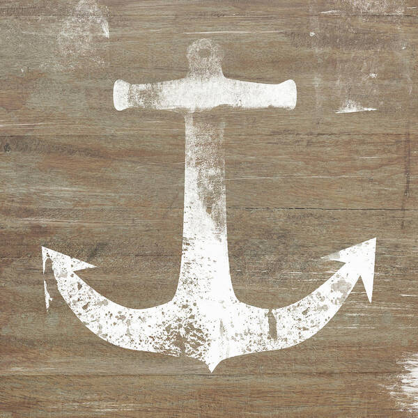 Anchor Poster featuring the mixed media Rustic White Anchor- Art by Linda Woods by Linda Woods