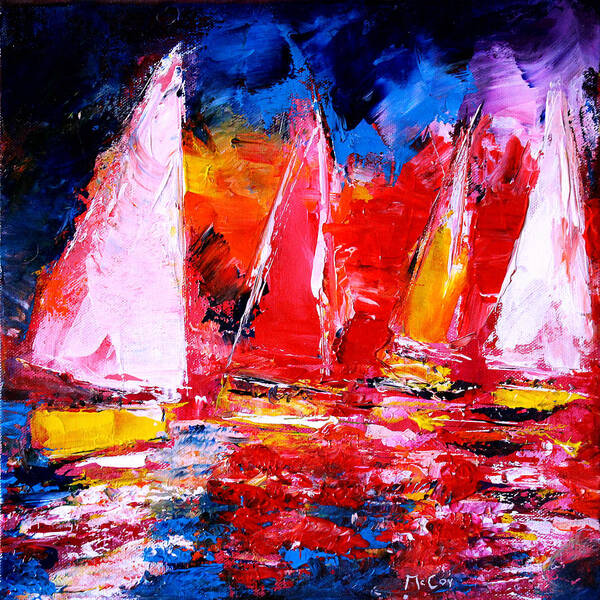 Painting Poster featuring the painting Sail to the Sunset by K McCoy