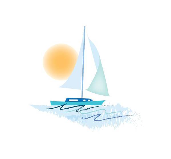 Beach Poster featuring the digital art Sailing Day by Gina Harrison