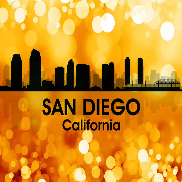 San Diego Poster featuring the digital art San Diego CA 3 Squared by Angelina Tamez