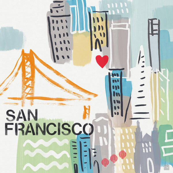 San Francisco Poster featuring the painting San Francisco Cityscape- Art by Linda Woods by Linda Woods