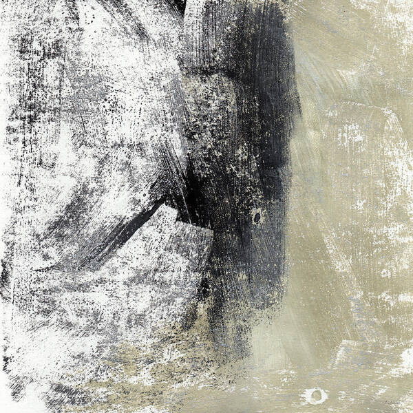 Grey Abstract Poster featuring the painting Sand and Steel- Abstract Art by Linda Woods