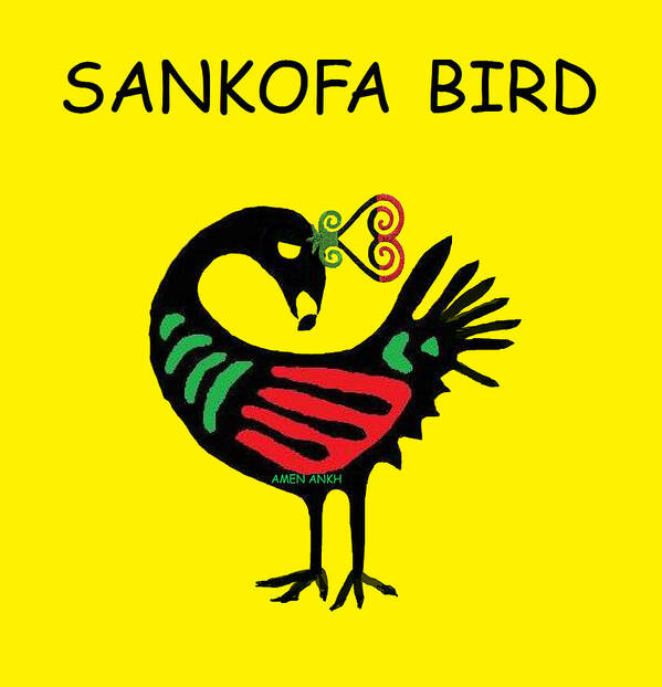 Sankofa Bird Poster featuring the digital art Sankofa Bird by Adenike AmenRa