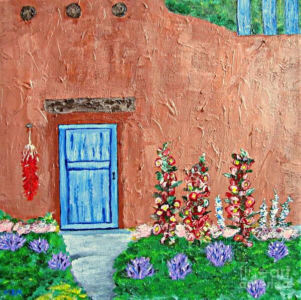 Adobe Home Poster featuring the painting Santa Fe Adobe by Mary Mirabal