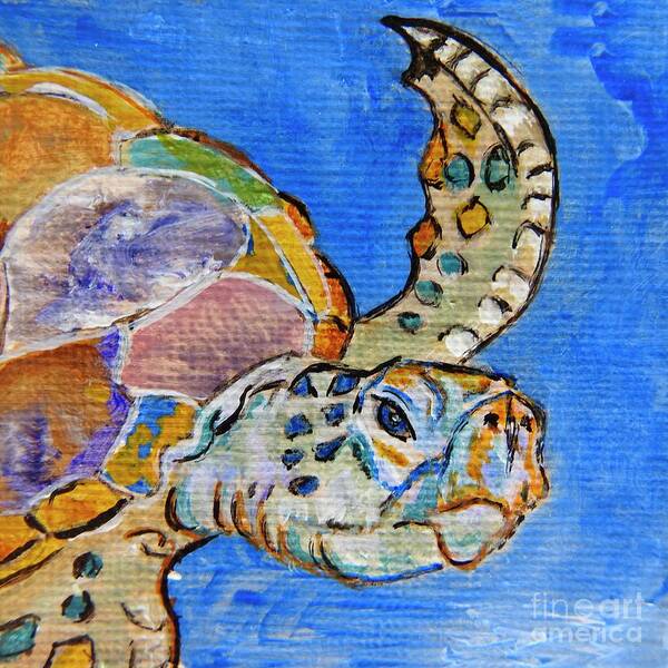 Animals Poster featuring the painting Sea Turtle by Ella Kaye Dickey