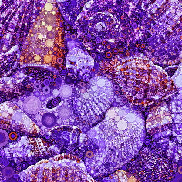 Seashells Poster featuring the digital art Seashells Abstract in Violet by Dana Roper