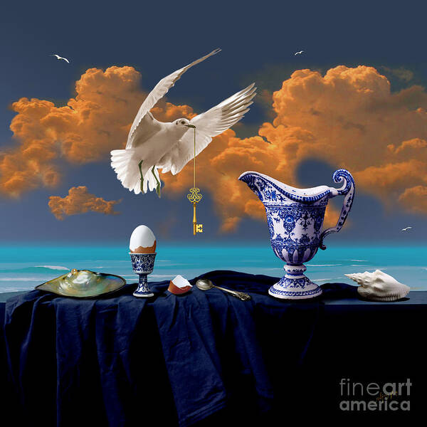 Realism Poster featuring the digital art Seaside breakfast by Alexa Szlavics