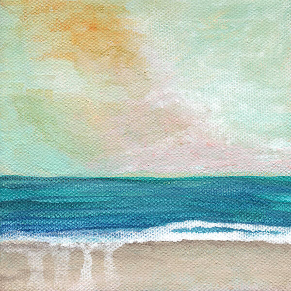 Seaside Poster featuring the painting Seaside Sunset- expressionist landscape by Linda Woods