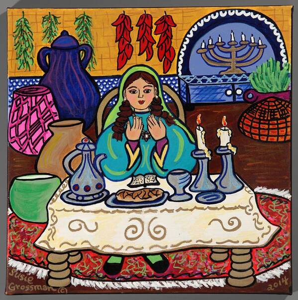 Star Of David Poster featuring the painting Seder For One by Susie Grossman
