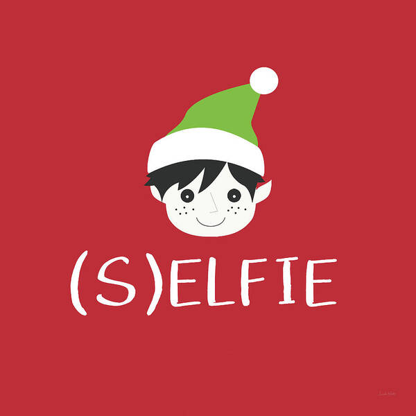 Christmas Poster featuring the digital art Selfie Elf- Art by Linda Woods by Linda Woods