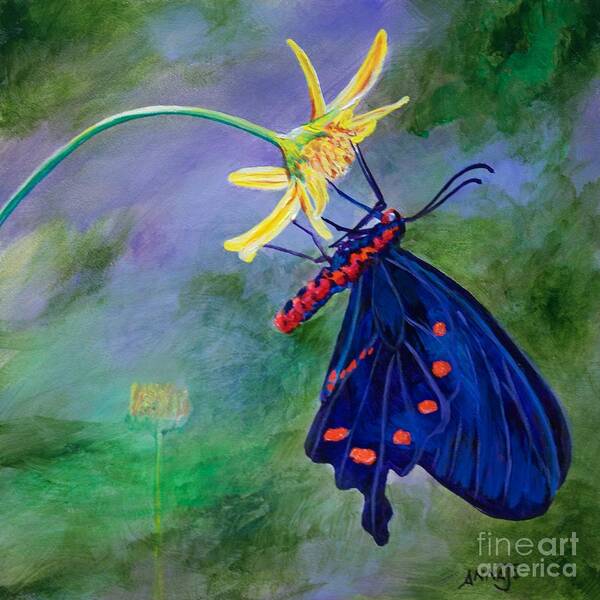 Red Spots Poster featuring the painting Semperi Swallowtail Butterfly by AnnaJo Vahle