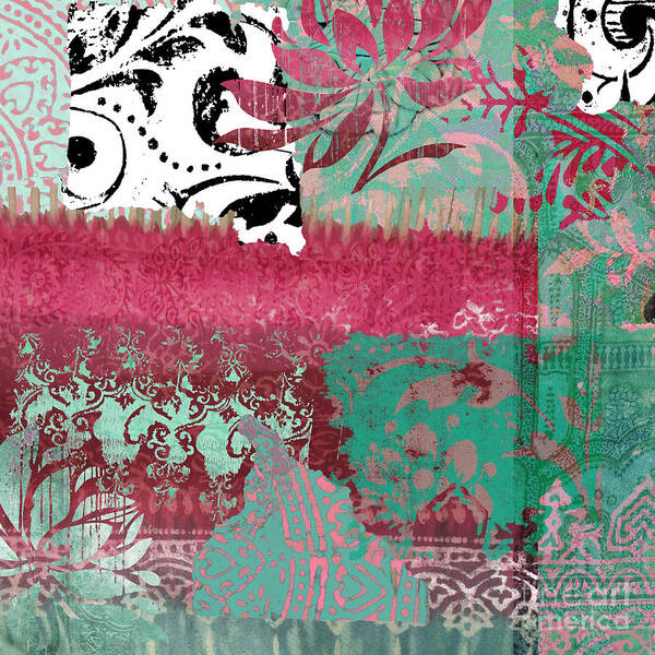 Fabric Poster featuring the painting Serendipity Damask Batik I by Mindy Sommers