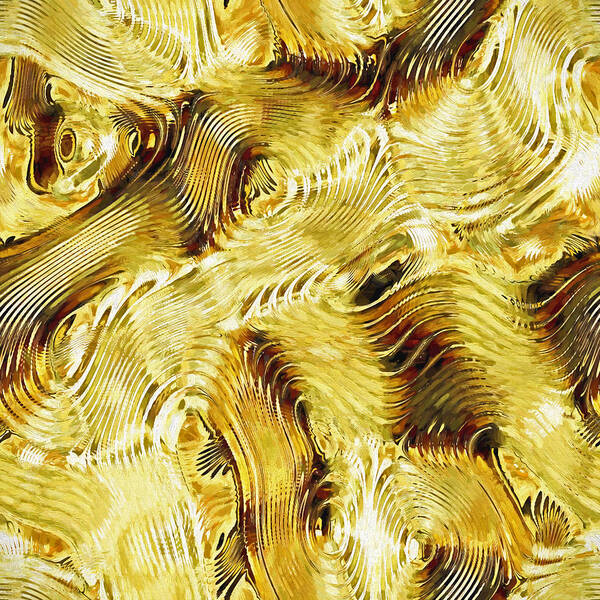 Shades Of Gold Ripples Abstract Poster featuring the digital art Shades of Gold Ripples Abstract by Sandi OReilly