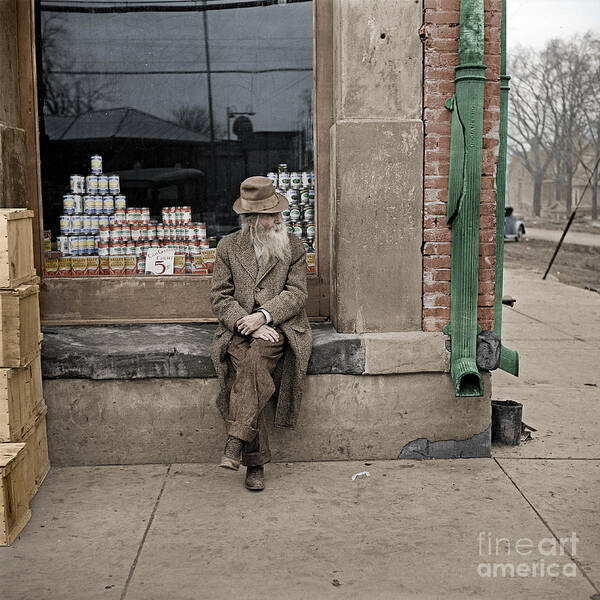 Old Man Poster featuring the photograph Shawneetown colourised by Russell Brown
