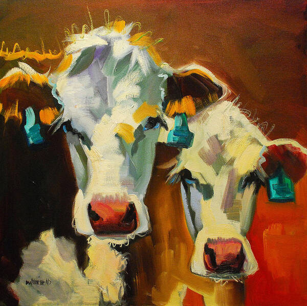 Cow Poster featuring the painting Sibling Cows by Diane Whitehead