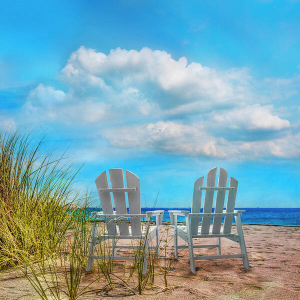 Clouds Poster featuring the photograph Sitting Pretty in Blues by Debra and Dave Vanderlaan