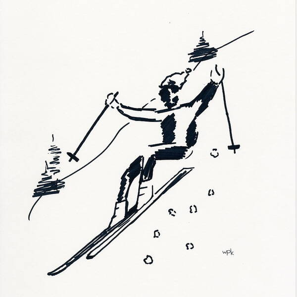Ski Poster featuring the drawing Skier I by Winifred Kumpf