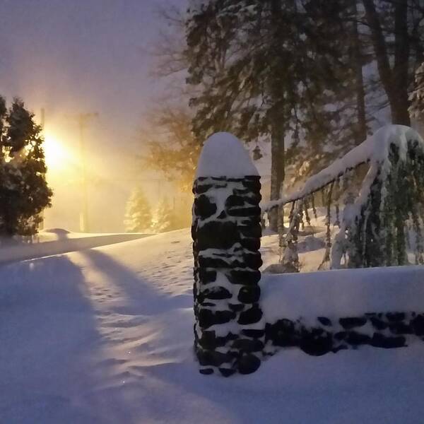 Snow Poster featuring the photograph Snow Storm by Street Light by Vic Ritchey