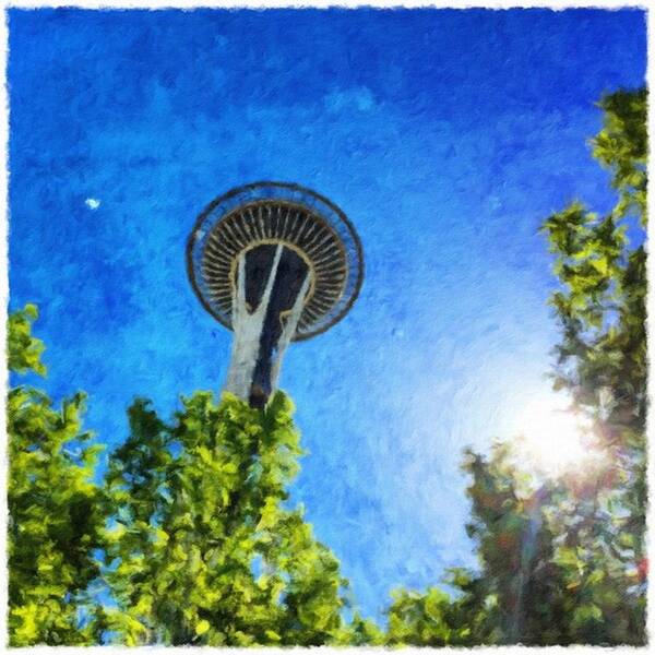 Spaceneedle Poster featuring the photograph Space Needle Artistic Image #seattle by Joan McCool
