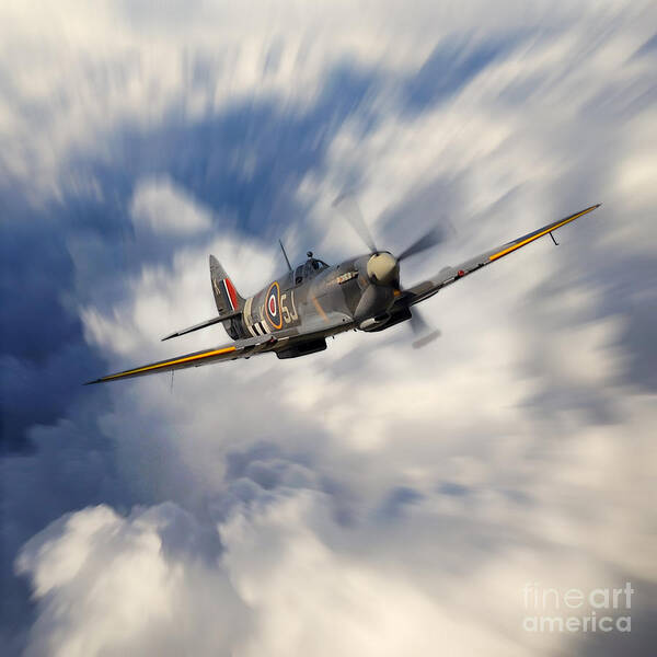 Supermarine Poster featuring the digital art Spitfire Climb by Airpower Art