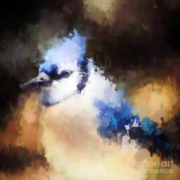 Blue Jay Poster featuring the photograph Splatter Art - Blue Jay by Kerri Farley