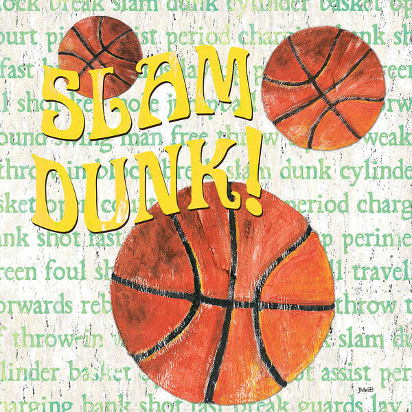 Basketball Poster featuring the painting Sports Fan Basketball by Debbie DeWitt