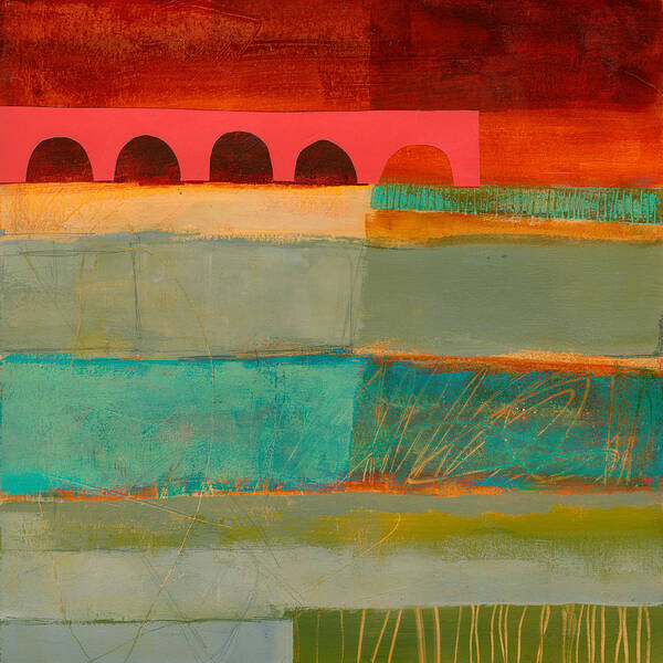 Abstract Art Poster featuring the painting Square Stripes by Jane Davies