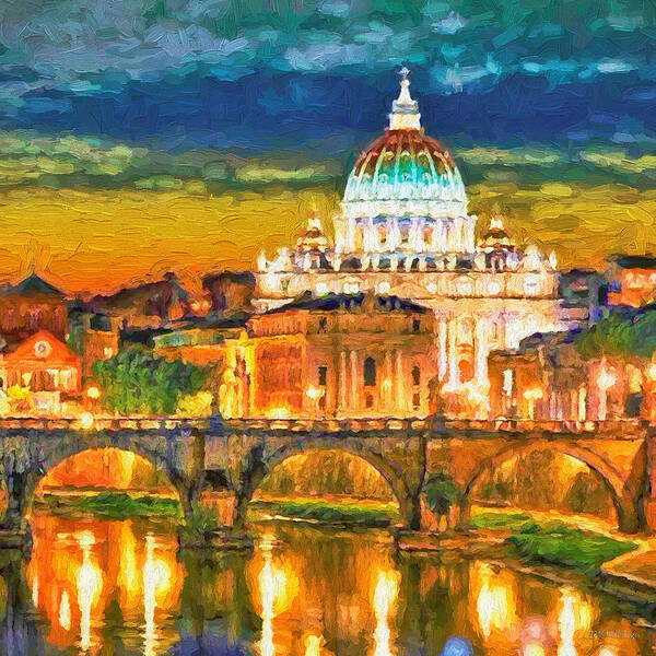 Catholic Poster featuring the painting St. Peter's Basilica Nbr 1 by Will Barger