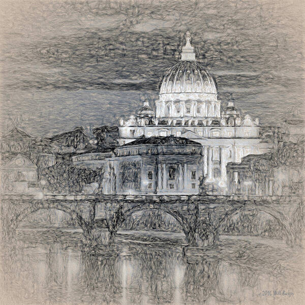 Catholic Poster featuring the painting St. Peter's Basilica Nbr 2 by Will Barger
