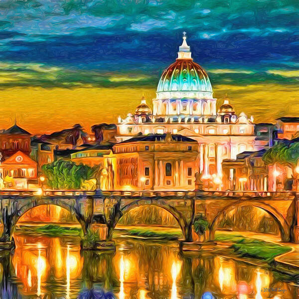 Catholic Poster featuring the painting St. Peter's Basilica Nbr 3 by Will Barger