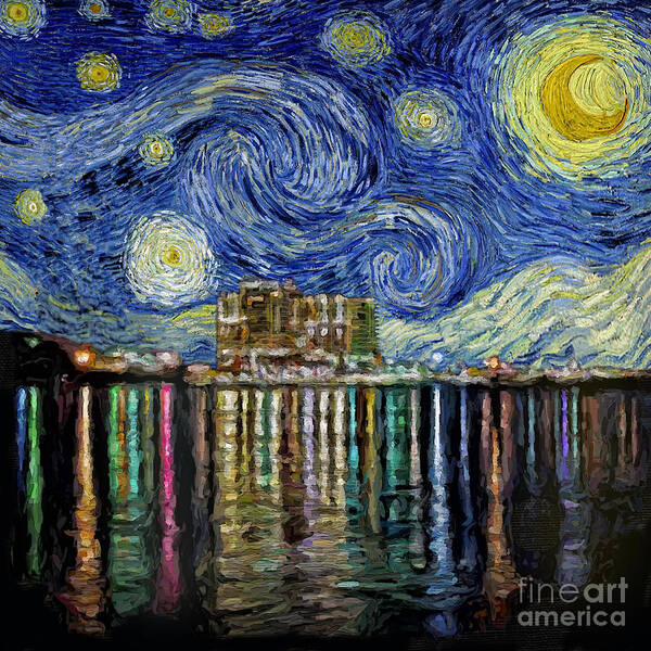 Star Poster featuring the painting Starry Night In Destin by Walt Foegelle
