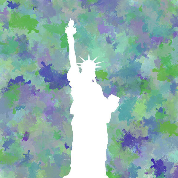 Liberty Poster featuring the digital art Statue of Liberty Silhouette by Phil Perkins