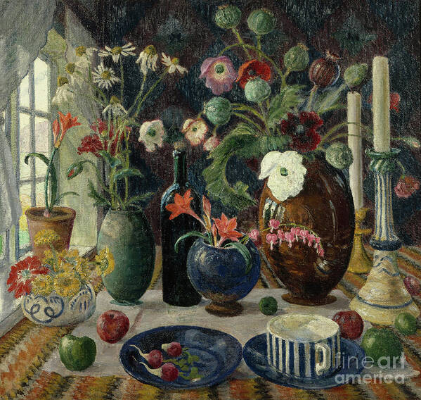Nikolai Astrup Poster featuring the painting Still life by O Vaering