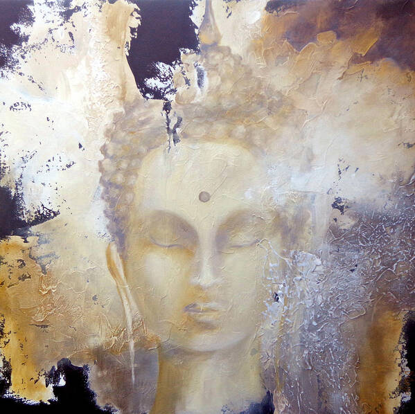 Buddha Poster featuring the painting Stone Buddha by Dina Dargo