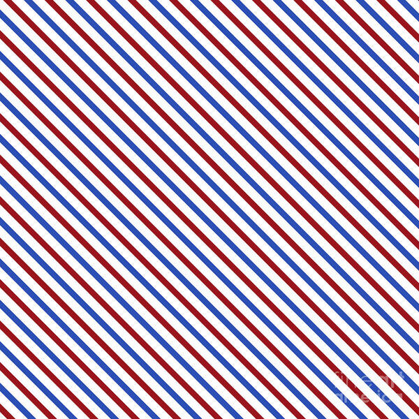 Simple Poster featuring the digital art Stripes Diagonal Carmine Red Cobalt Blue Simple Modern by Beverly Claire Kaiya