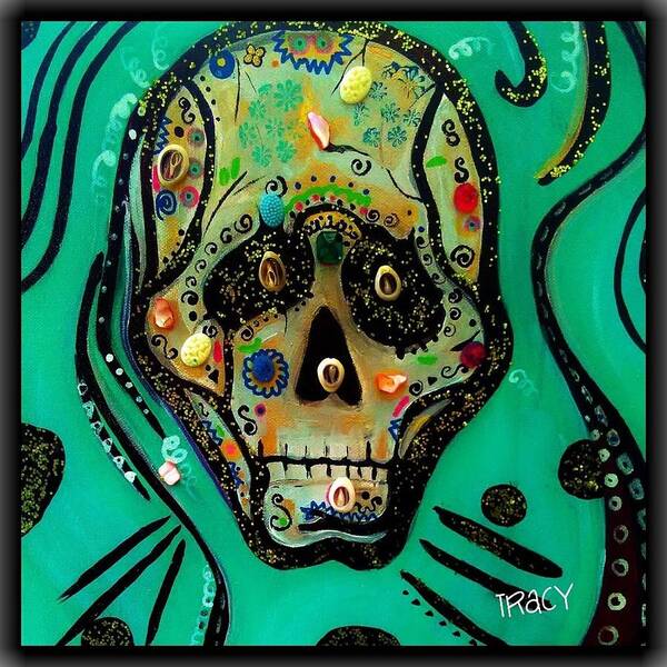 Sugar Skull Poster featuring the mixed media Sugar Skull 4 by Tracy Mcdurmon